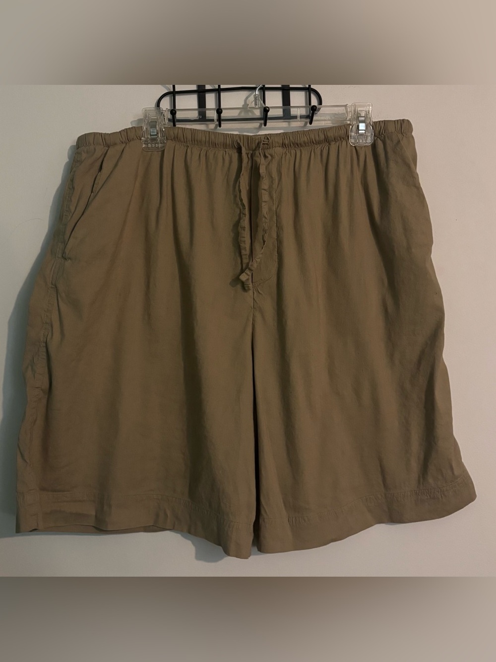Athleta Womens Lar Paradise High Rise 8" Flax Bermuda Shorts 3 Pocket Drawstring